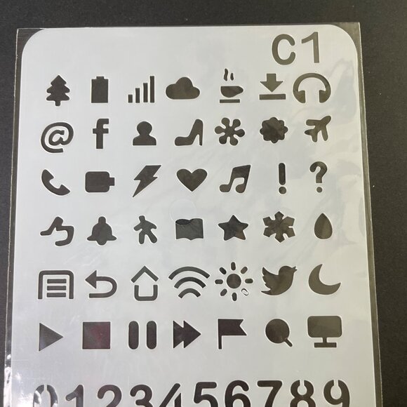 Reusable Art Planner Stencil Activity Play Buttons Alphabets Numbers u Mixed Med - Picture 2 of 3